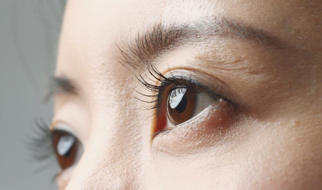 a closeup of a woman's eyes